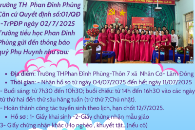 Thông báo tuyển sinh năm học (2025-2026)